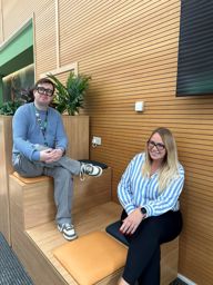 Nicole Filip and Jon Craig in one of Springburn Campus’s social learning spaces.