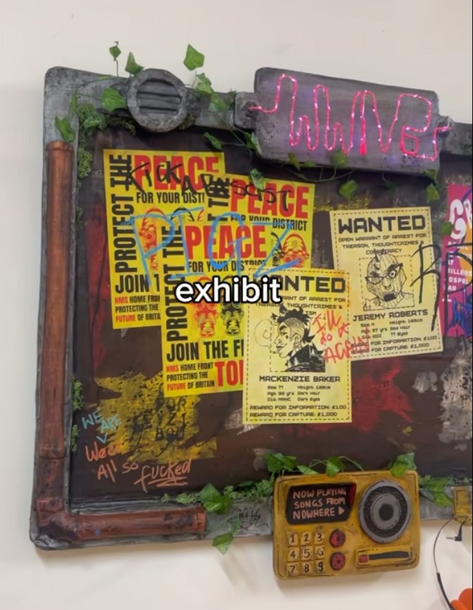 A striking student-created installation featuring mixed media, graphics and sound formed part of the Art & Design exhibition.