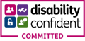 Disability Confident Committed badge demonstrating commitment to inclusive recruitment and supporting disabled people in the workplace.